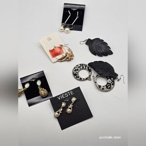 Vieste Elegant Black and Silver Earring Set